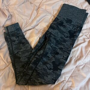 Gymshark Gray and Black Camouflage Leggings